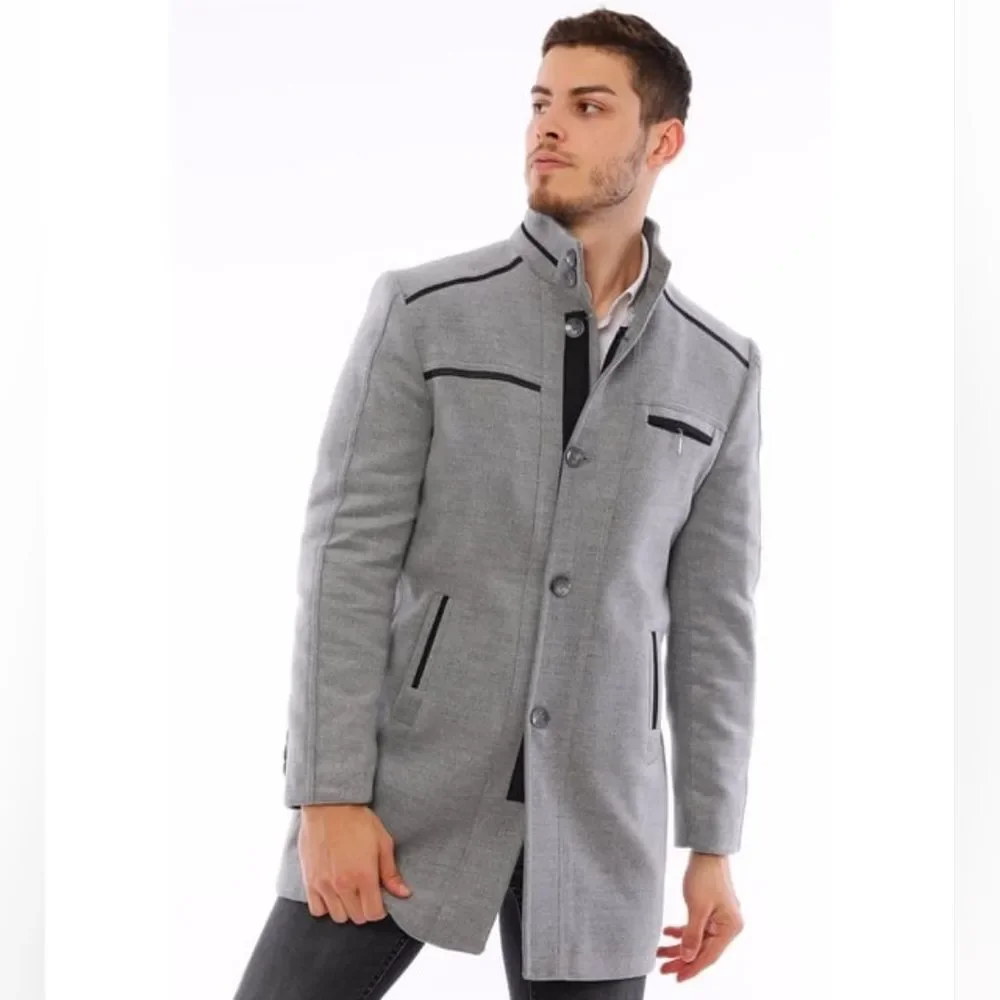 Dewberry Couture Wool Blend Overcoat Grey XL Slim Fit (Fits Like M/L) NWT